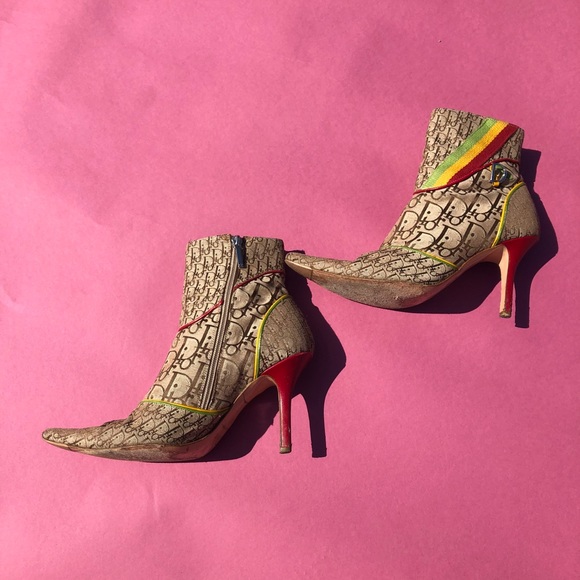Christian Dior SZ 7 Vintage Rasta Booties Shoes - Picture 6 of 6